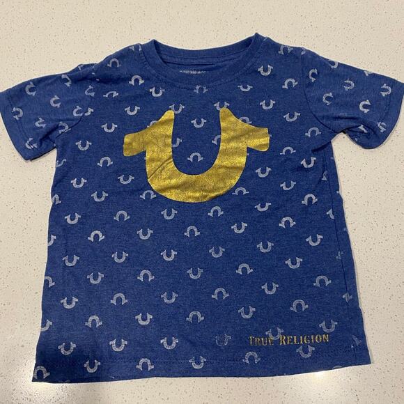 TRUE RELIGION Toddler Boy Luxe Yellow & Blue Size 5 - Picture 1 of 4